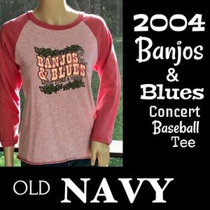 ▪️OLD NAVY▪️2004 Banjos & Blues Cotton Color Block Baseball Tee